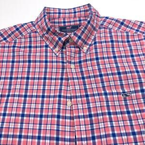 Vineyard Vines Classic Fit Large MINT Multicolor Button Check Plaid Casual Shirt